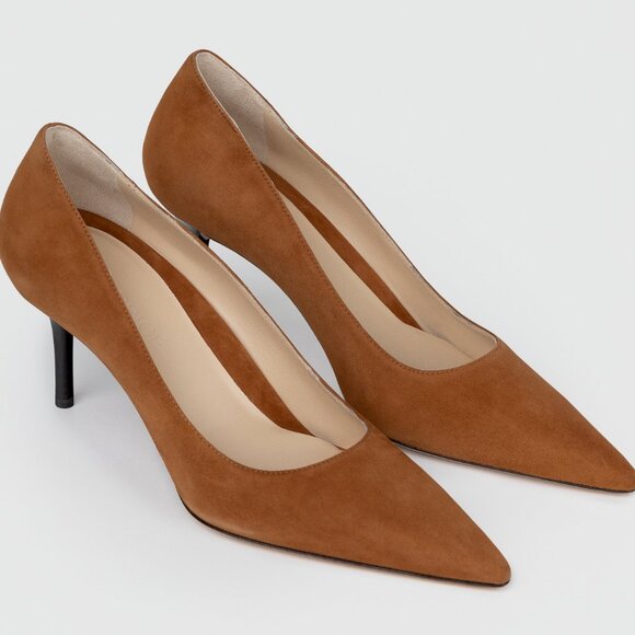 Shelter In Pace Pump – Cognac Suede Heels, Comfortable 75mm Pumps, New in Box - Picture 1 of 6